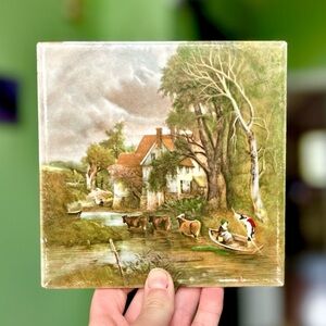 VTG Still Life Cottagecore Farm Unique Tile Kitchen Trivet Hot Plate Accent